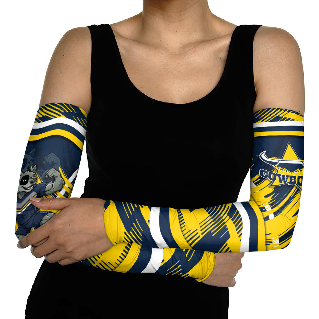 Cowboys Rugby Mascot Arm Sleeves Fierce Athlete Graphic in Sports Style