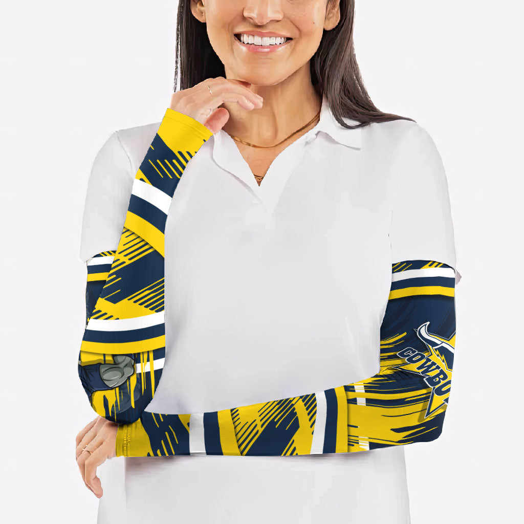 Cowboys Rugby Mascot Arm Sleeves Fierce Athlete Graphic in Sports Style