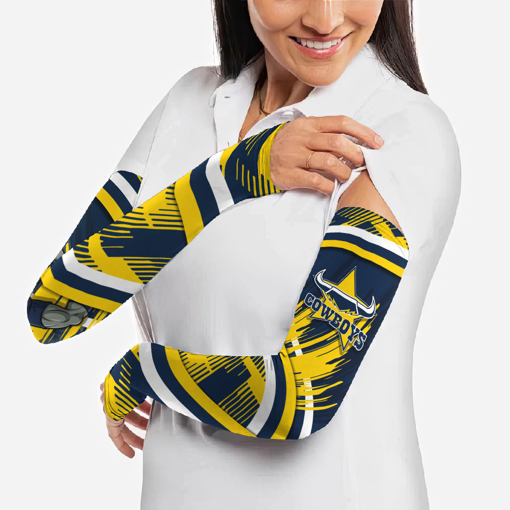 Cowboys Rugby Mascot Arm Sleeves Fierce Athlete Graphic in Sports Style