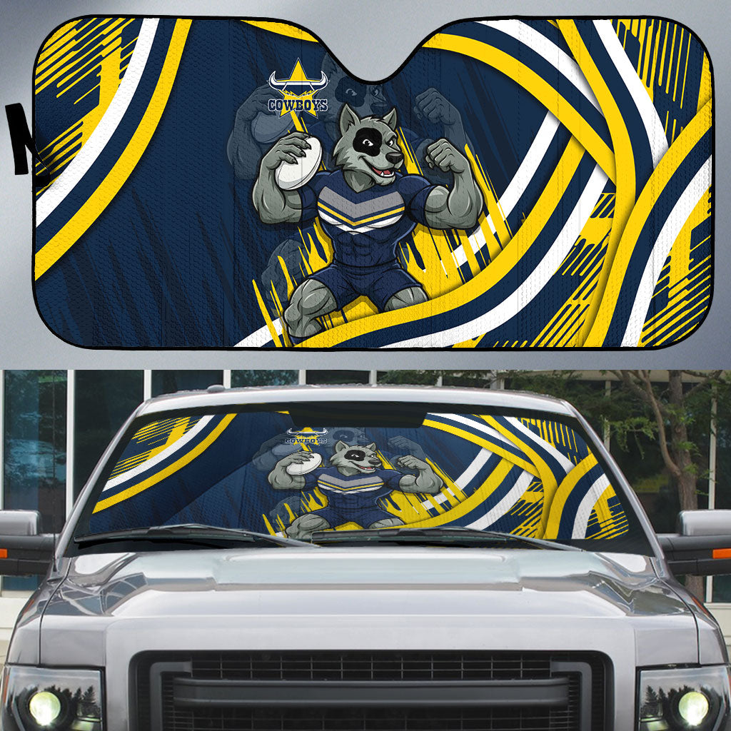 Cowboys Rugby Mascot Auto Sun Shade Fierce Athlete Graphic in Sports Style