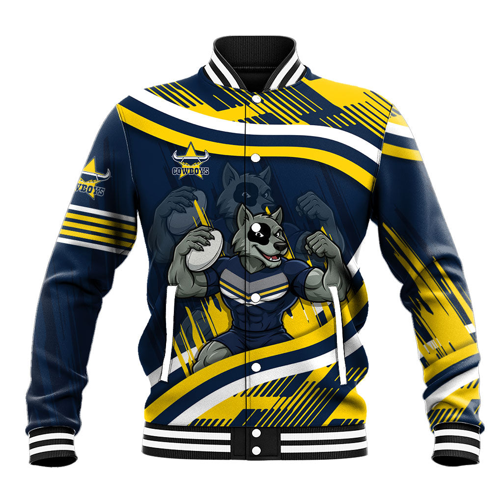 Cowboys Rugby Mascot Baseball Jacket Fierce Athlete Graphic in Sports Style