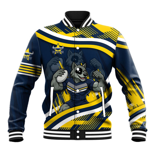 Cowboys Rugby Mascot Baseball Jacket Fierce Athlete Graphic in Sports Style