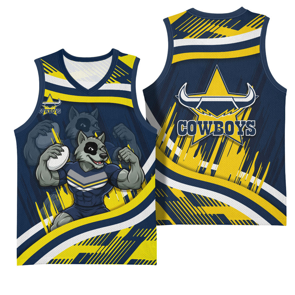 Cowboys Rugby Mascot Basketball Jersey Fierce Athlete Graphic in Sports Style