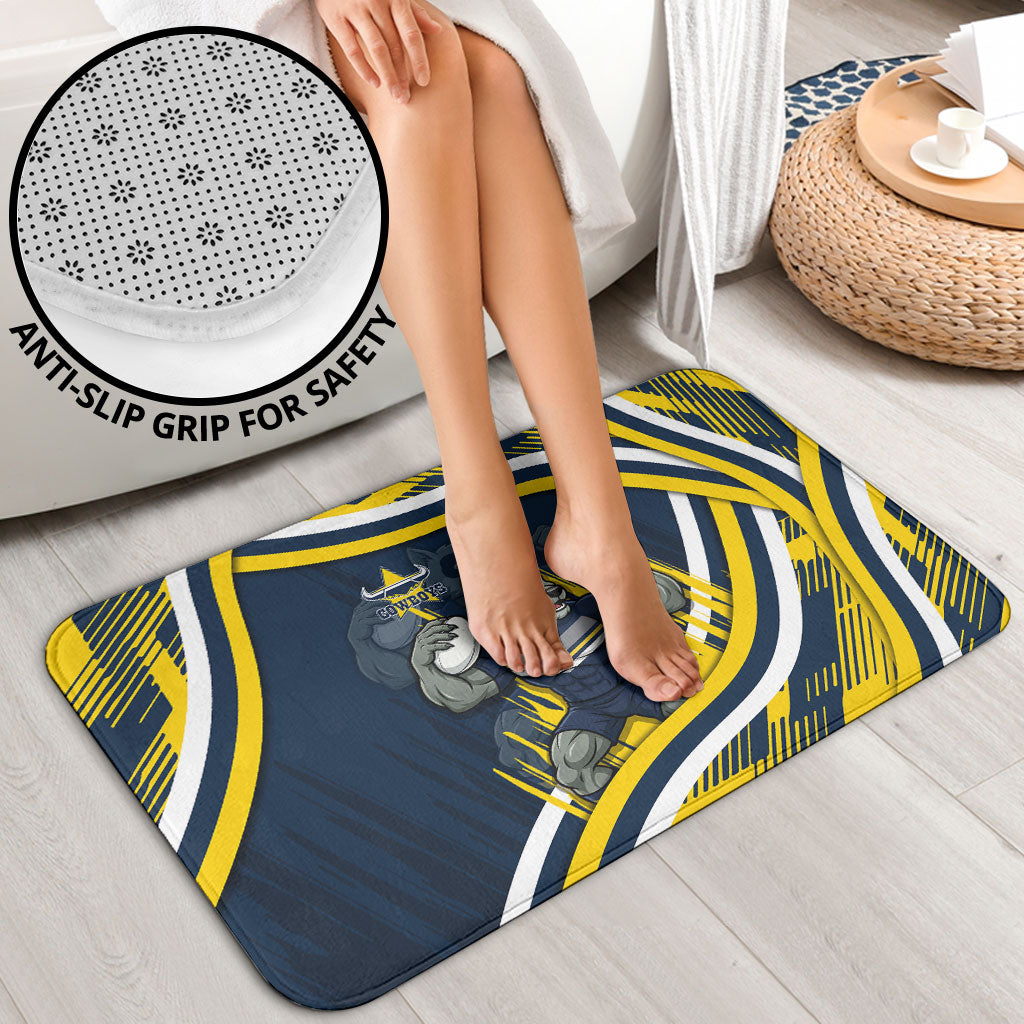 Cowboys Rugby Mascot Bathroom Set Fierce Athlete Graphic in Sports Style