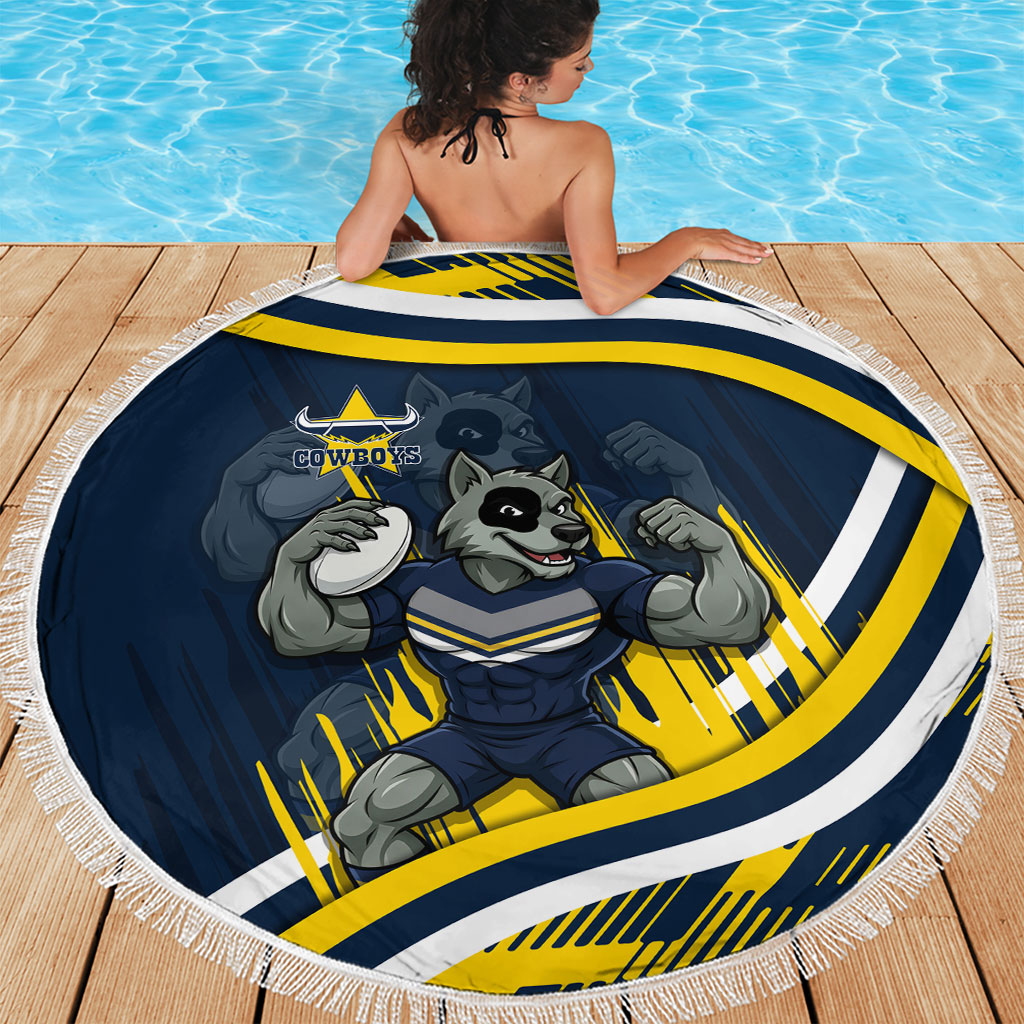 Cowboys Rugby Mascot Beach Blanket Fierce Athlete Graphic in Sports Style