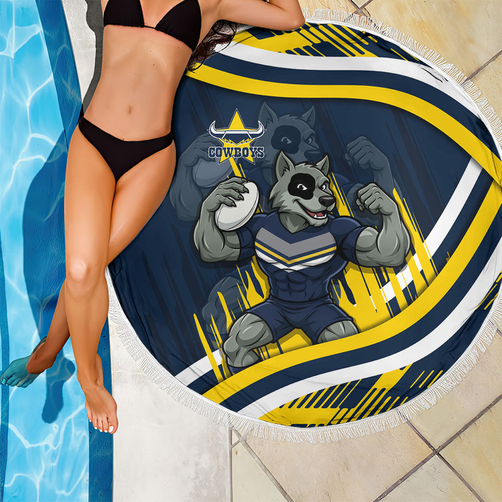 Cowboys Rugby Mascot Beach Blanket Fierce Athlete Graphic in Sports Style