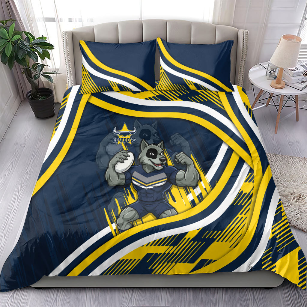 Cowboys Rugby Mascot Bedding Set Fierce Athlete Graphic in Sports Style