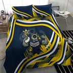 Cowboys Rugby Mascot Bedding Set Fierce Athlete Graphic in Sports Style
