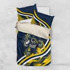 Cowboys Rugby Mascot Bedding Set Fierce Athlete Graphic in Sports Style