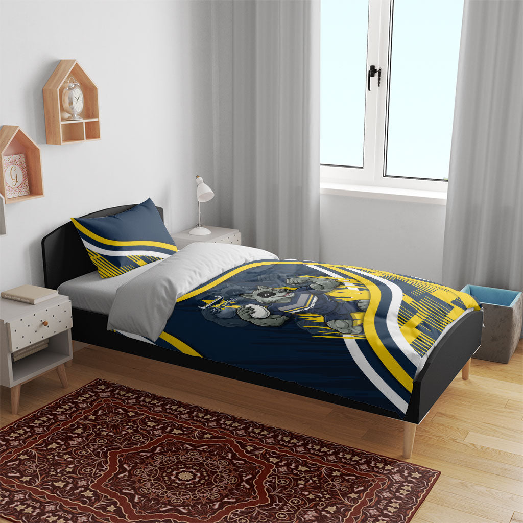 Cowboys Rugby Mascot Bedding Set Fierce Athlete Graphic in Sports Style