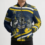 Cowboys Rugby Mascot Bomber Puffer Jacket Fierce Athlete Graphic in Sports Style