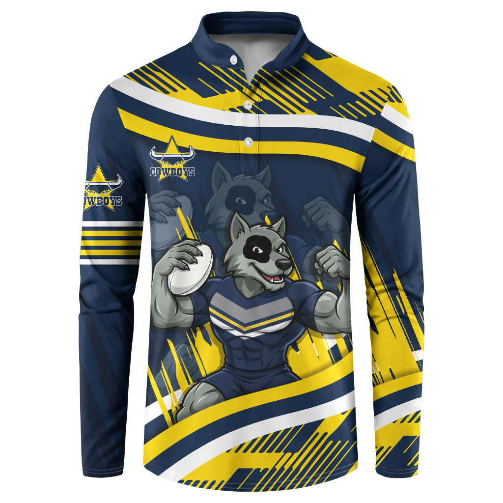 Cowboys Rugby Mascot Button Sweatshirt Fierce Athlete Graphic in Sports Style