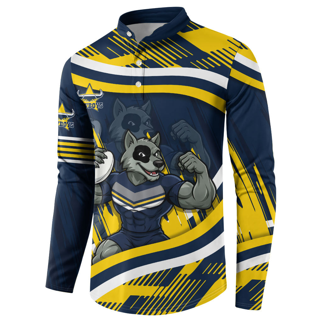 Cowboys Rugby Mascot Button Sweatshirt Fierce Athlete Graphic in Sports Style