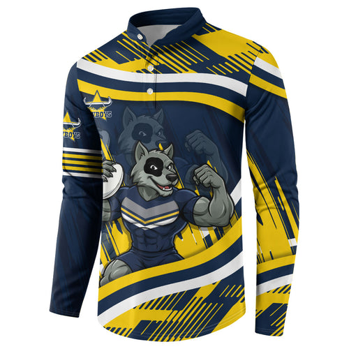Cowboys Rugby Mascot Button Sweatshirt Fierce Athlete Graphic in Sports Style