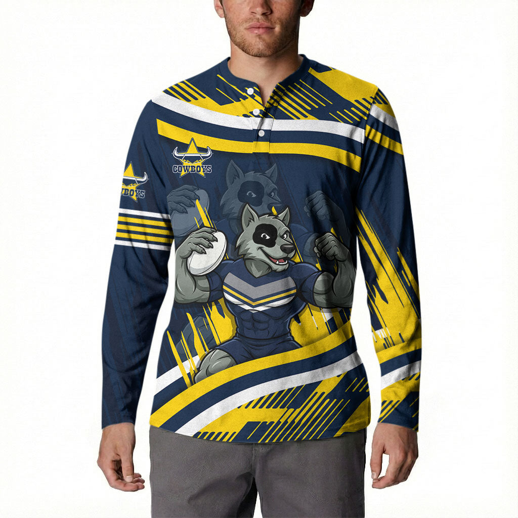 Cowboys Rugby Mascot Button Sweatshirt Fierce Athlete Graphic in Sports Style
