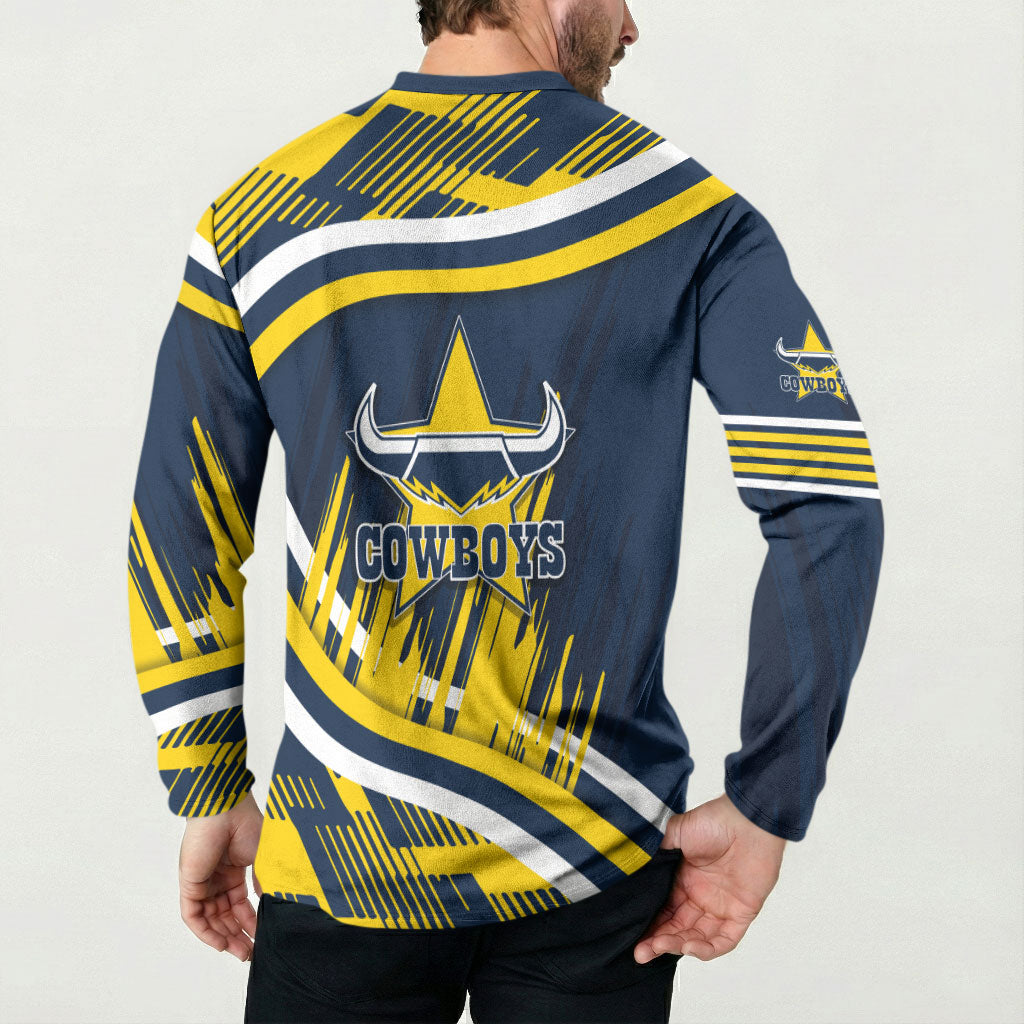 Cowboys Rugby Mascot Button Sweatshirt Fierce Athlete Graphic in Sports Style