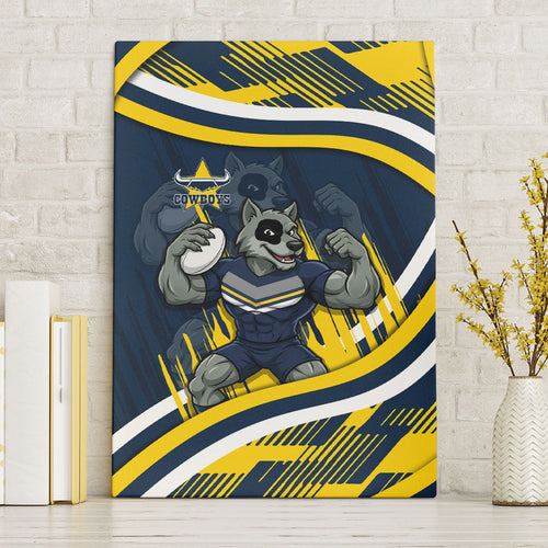 Cowboys Rugby Mascot Canvas Wall Art Fierce Athlete Graphic in Sports Style