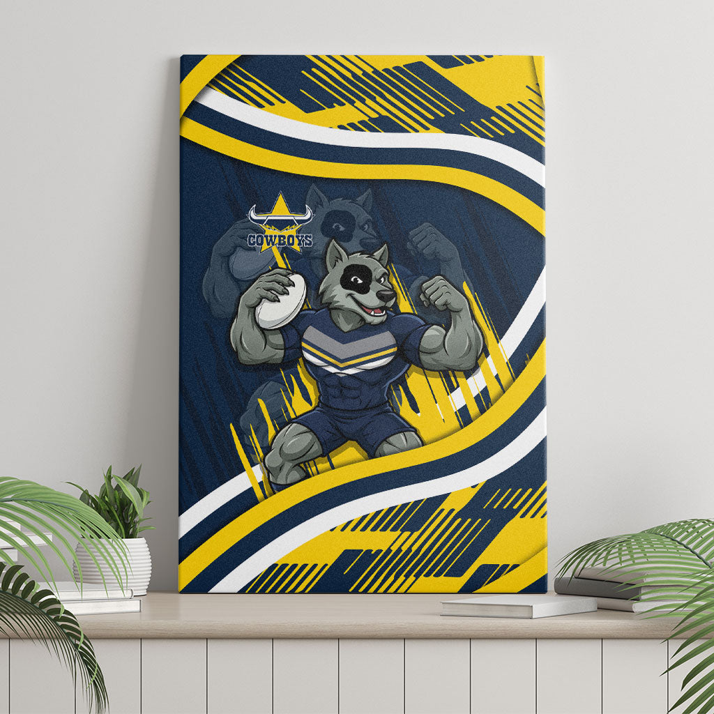 Cowboys Rugby Mascot Canvas Wall Art Fierce Athlete Graphic in Sports Style