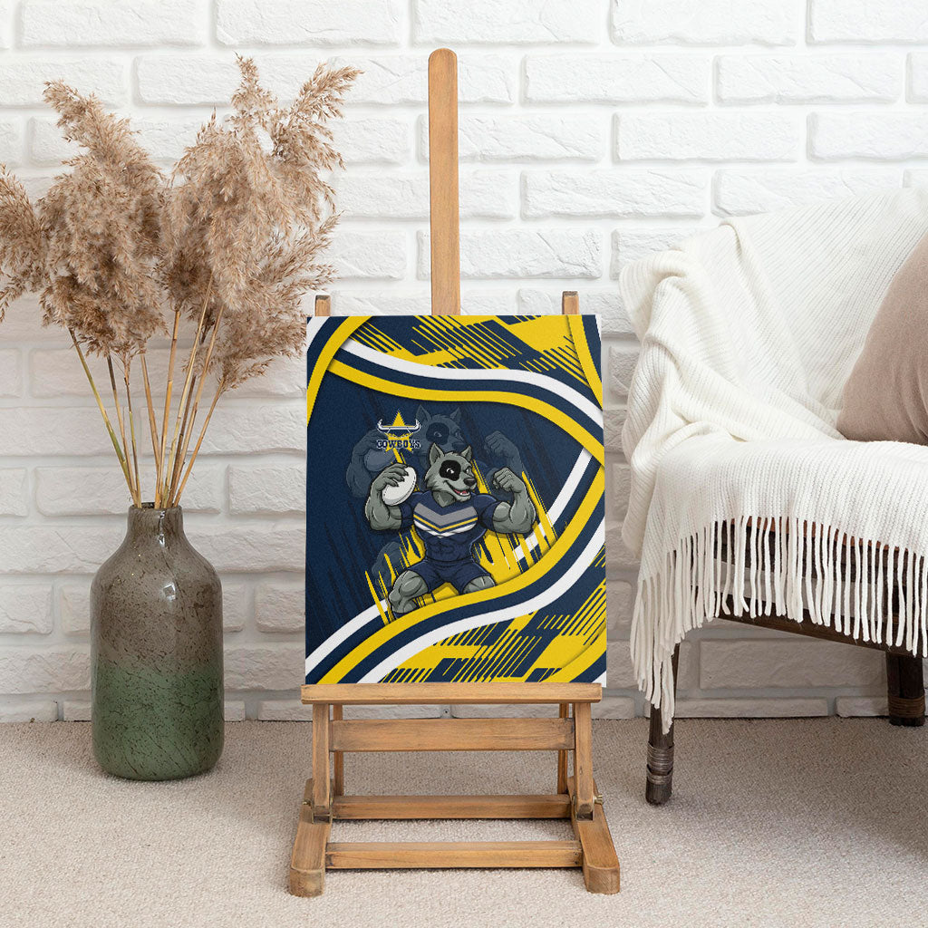 Cowboys Rugby Mascot Canvas Wall Art Fierce Athlete Graphic in Sports Style