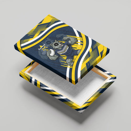 Cowboys Rugby Mascot Canvas Wall Art Fierce Athlete Graphic in Sports Style
