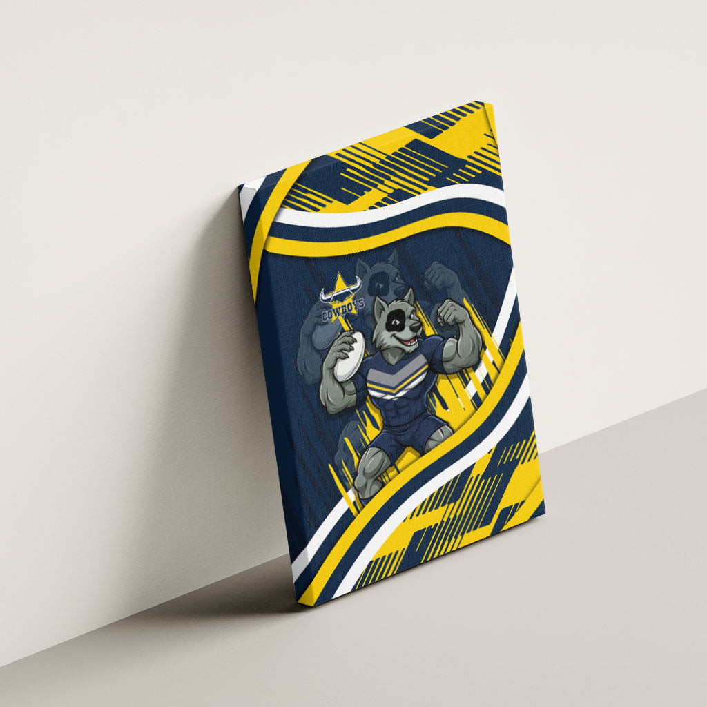 Cowboys Rugby Mascot Canvas Wall Art Fierce Athlete Graphic in Sports Style