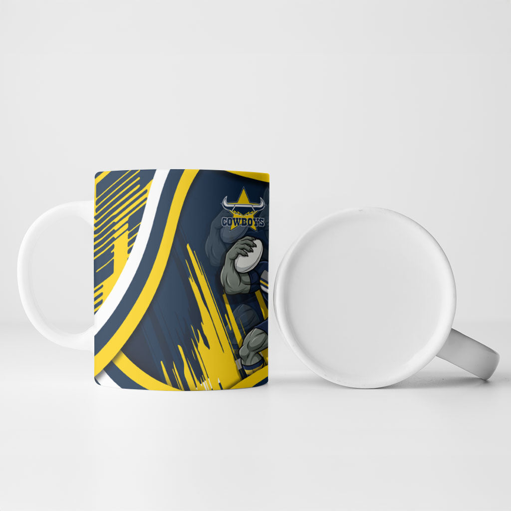 Cowboys Rugby Mascot Ceramic Mug Fierce Athlete Graphic in Sports Style