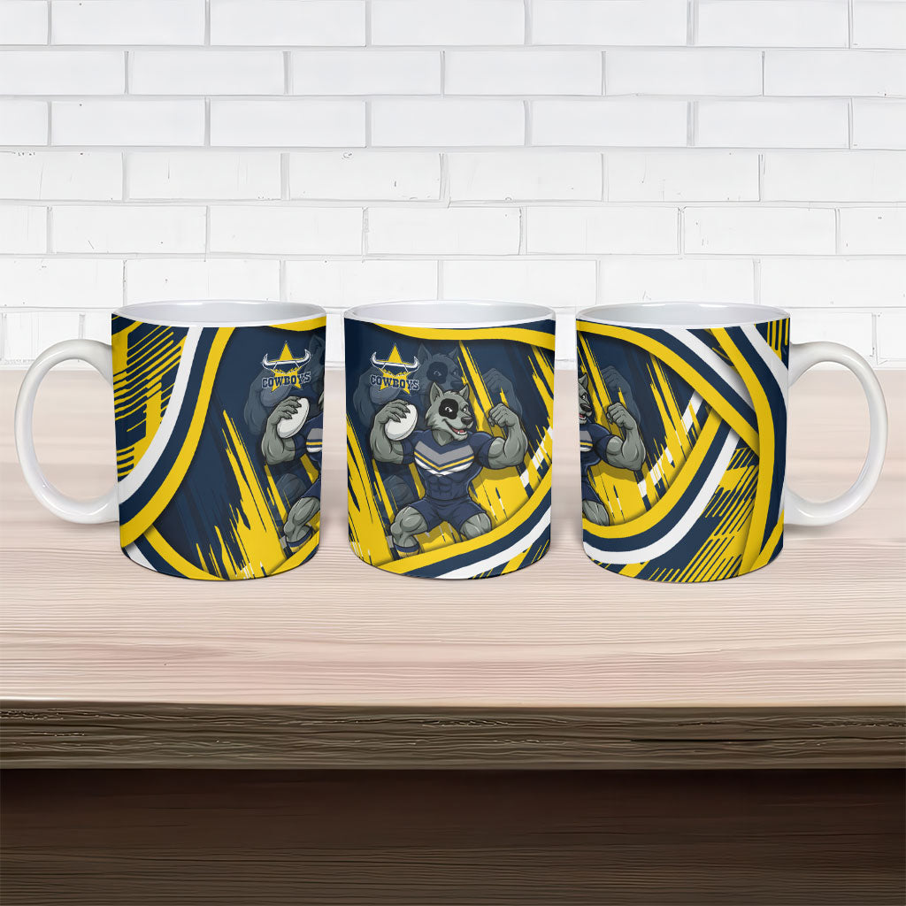 Cowboys Rugby Mascot Ceramic Mug Fierce Athlete Graphic in Sports Style