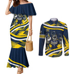 Cowboys Rugby Mascot Couples Matching Mermaid Dress and Long Sleeve Button Shirt Fierce Athlete Graphic in Sports Style