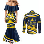 Cowboys Rugby Mascot Couples Matching Mermaid Dress and Long Sleeve Button Shirt Fierce Athlete Graphic in Sports Style
