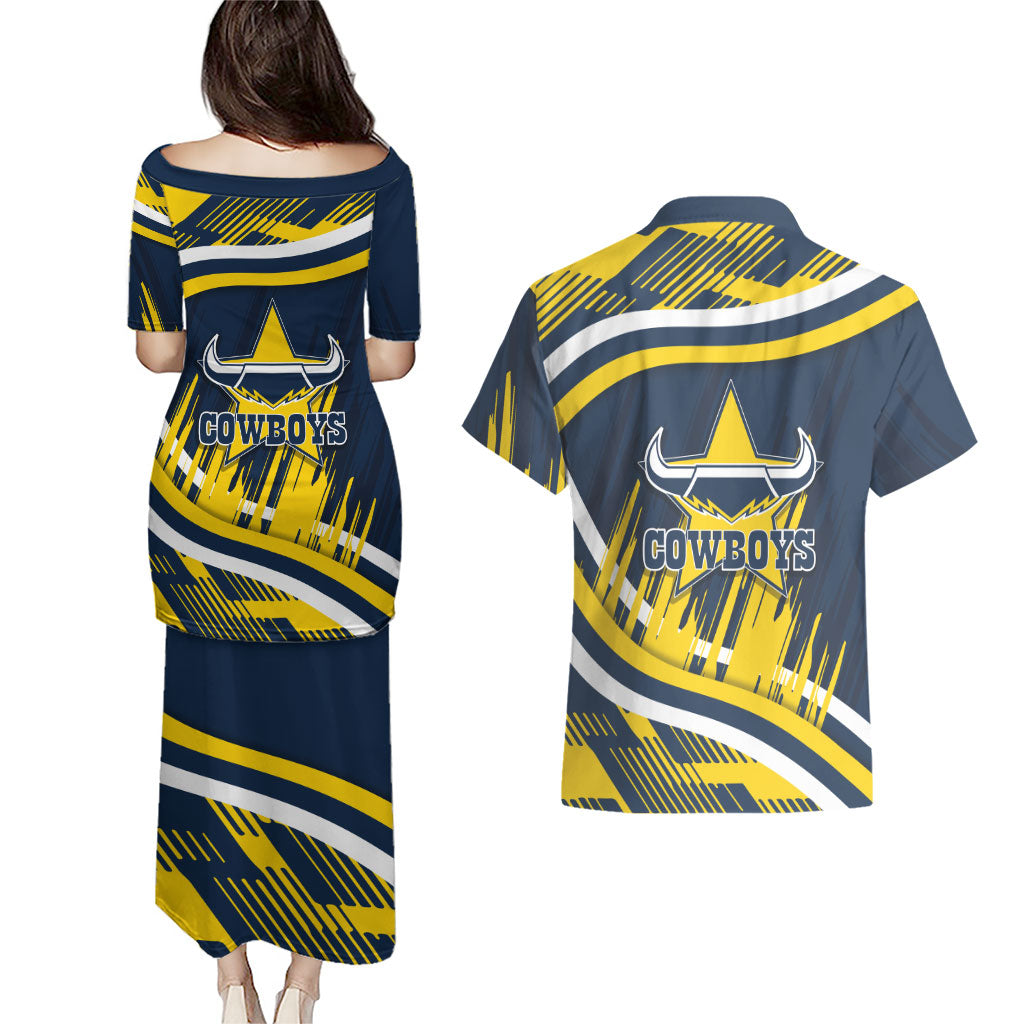 Cowboys Rugby Mascot Couples Matching Puletasi and Hawaiian Shirt Fierce Athlete Graphic in Sports Style