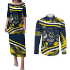 Cowboys Rugby Mascot Couples Matching Puletasi and Long Sleeve Button Shirt Fierce Athlete Graphic in Sports Style