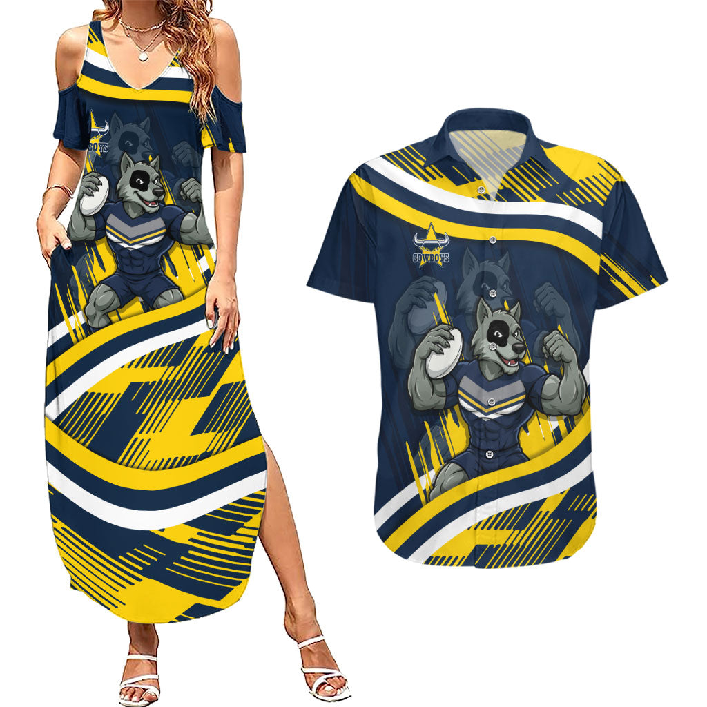 Cowboys Rugby Mascot Couples Matching Summer Maxi Dress and Hawaiian Shirt Fierce Athlete Graphic in Sports Style