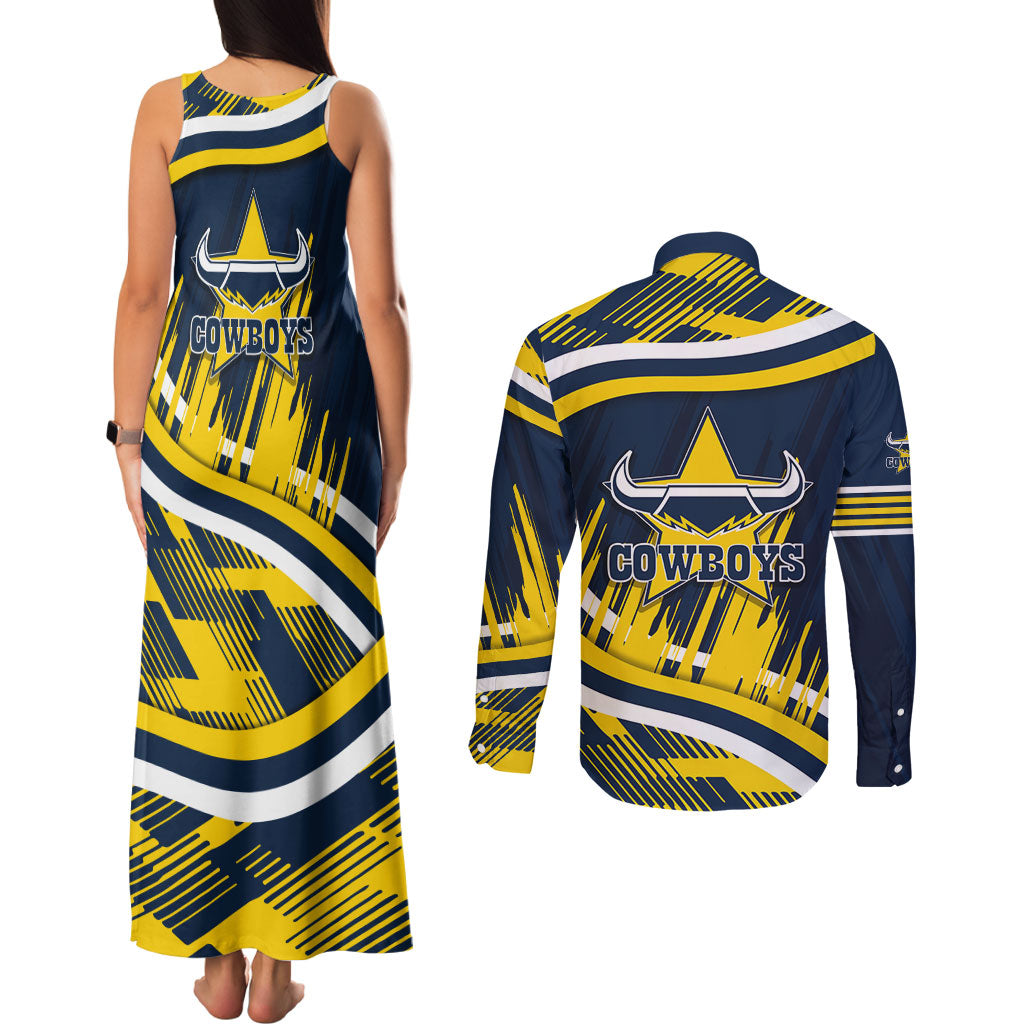 Cowboys Rugby Mascot Couples Matching Tank Maxi Dress and Long Sleeve Button Shirt Fierce Athlete Graphic in Sports Style