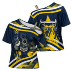 Cowboys Rugby Mascot Cross Shoulder Shirt Fierce Athlete Graphic in Sports Style