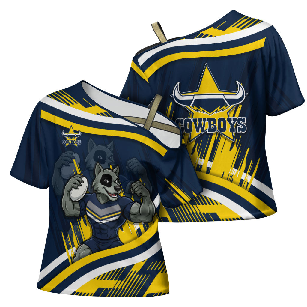 Cowboys Rugby Mascot Cross Shoulder Shirt Fierce Athlete Graphic in Sports Style