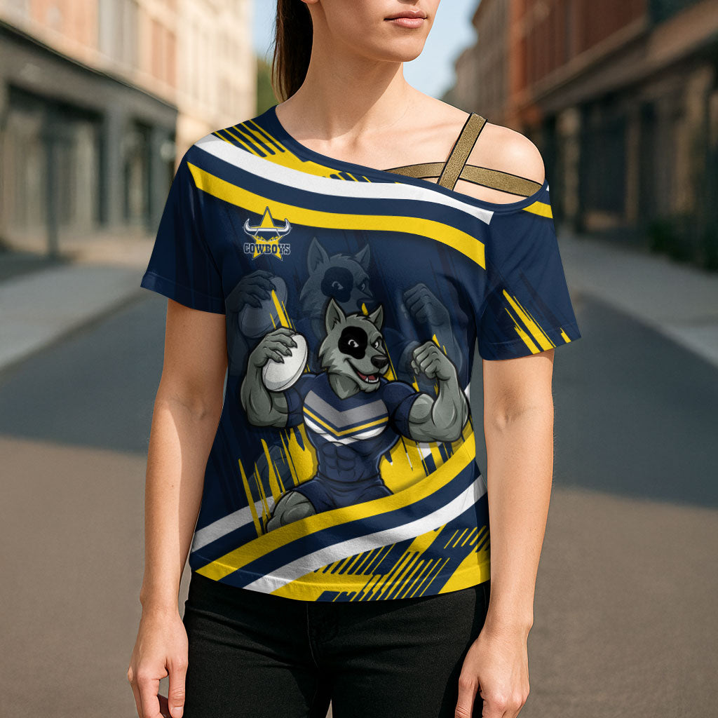 Cowboys Rugby Mascot Cross Shoulder Shirt Fierce Athlete Graphic in Sports Style