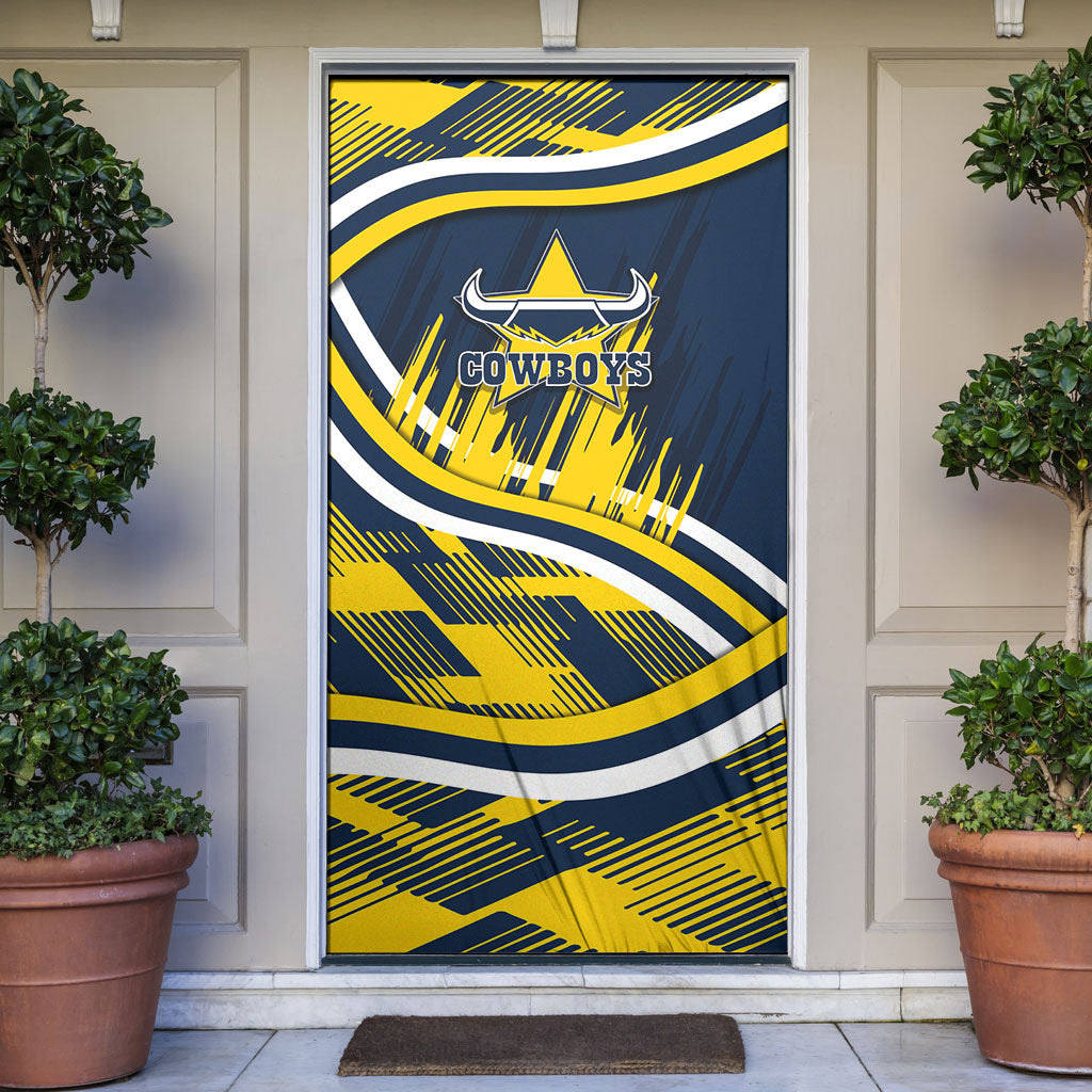 Cowboys Rugby Mascot Door Cover Fierce Athlete Graphic in Sports Style