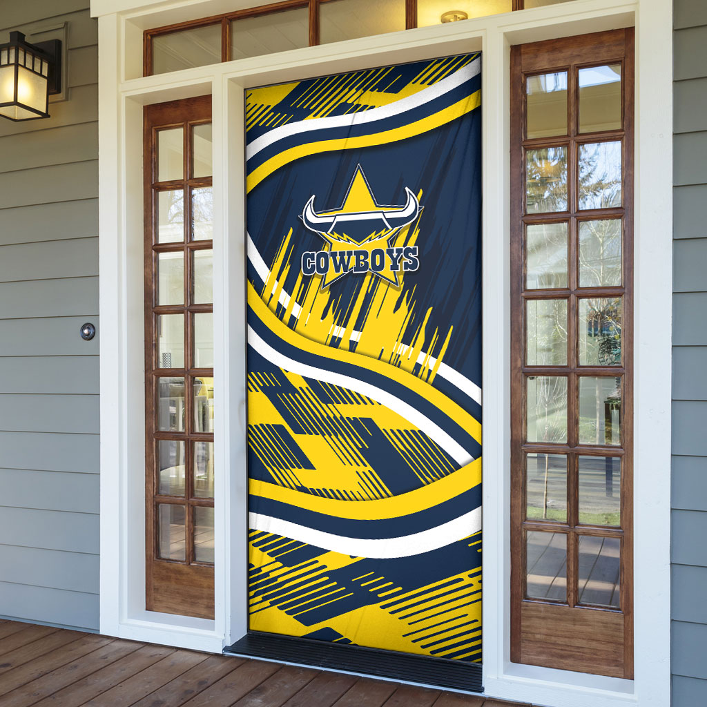 Cowboys Rugby Mascot Door Cover Fierce Athlete Graphic in Sports Style