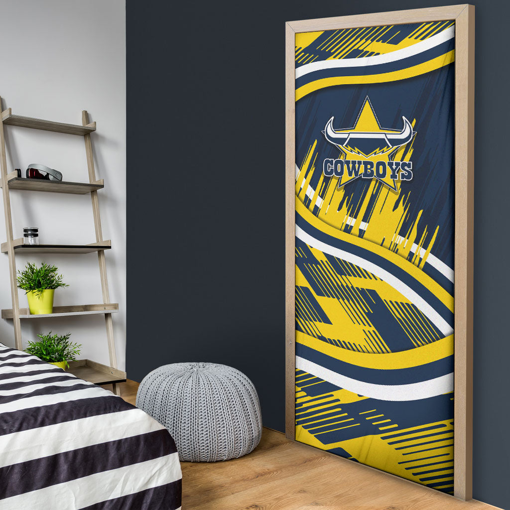 Cowboys Rugby Mascot Door Cover Fierce Athlete Graphic in Sports Style