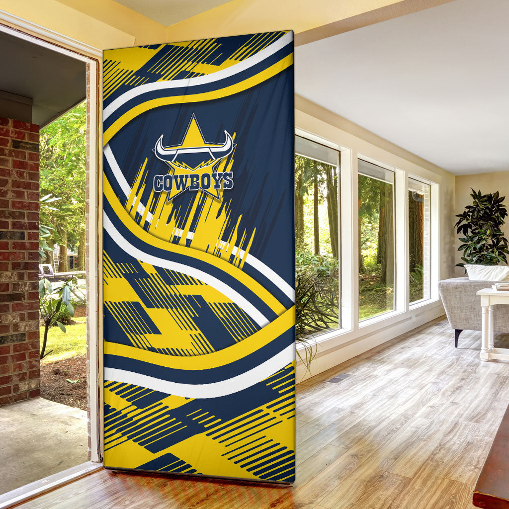 Cowboys Rugby Mascot Door Cover Fierce Athlete Graphic in Sports Style