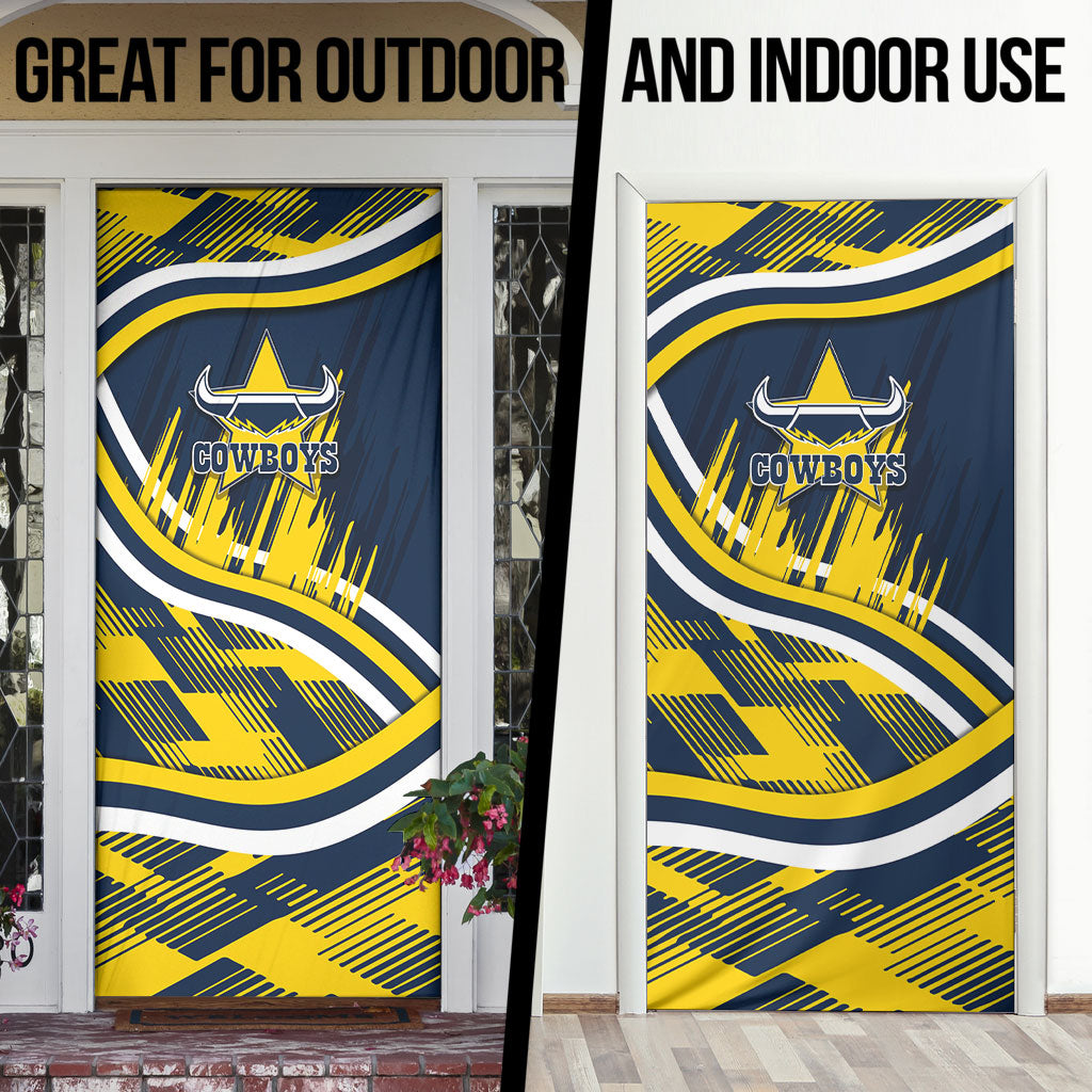 Cowboys Rugby Mascot Door Cover Fierce Athlete Graphic in Sports Style