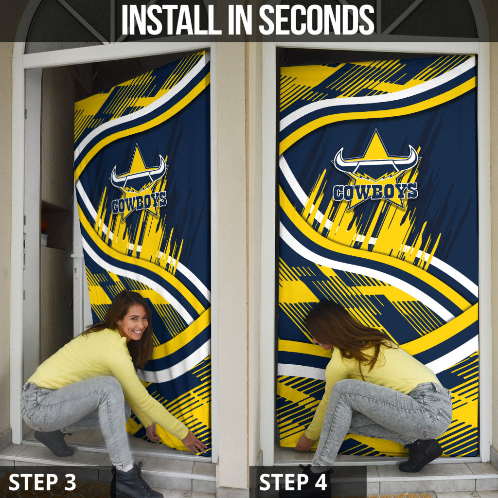Cowboys Rugby Mascot Door Cover Fierce Athlete Graphic in Sports Style