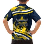 Cowboys Rugby Mascot Family Matching Long Sleeve Bodycon Dress and Hawaiian Shirt Fierce Athlete Graphic in Sports Style