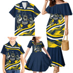 Cowboys Rugby Mascot Family Matching Mermaid Dress and Hawaiian Shirt Fierce Athlete Graphic in Sports Style