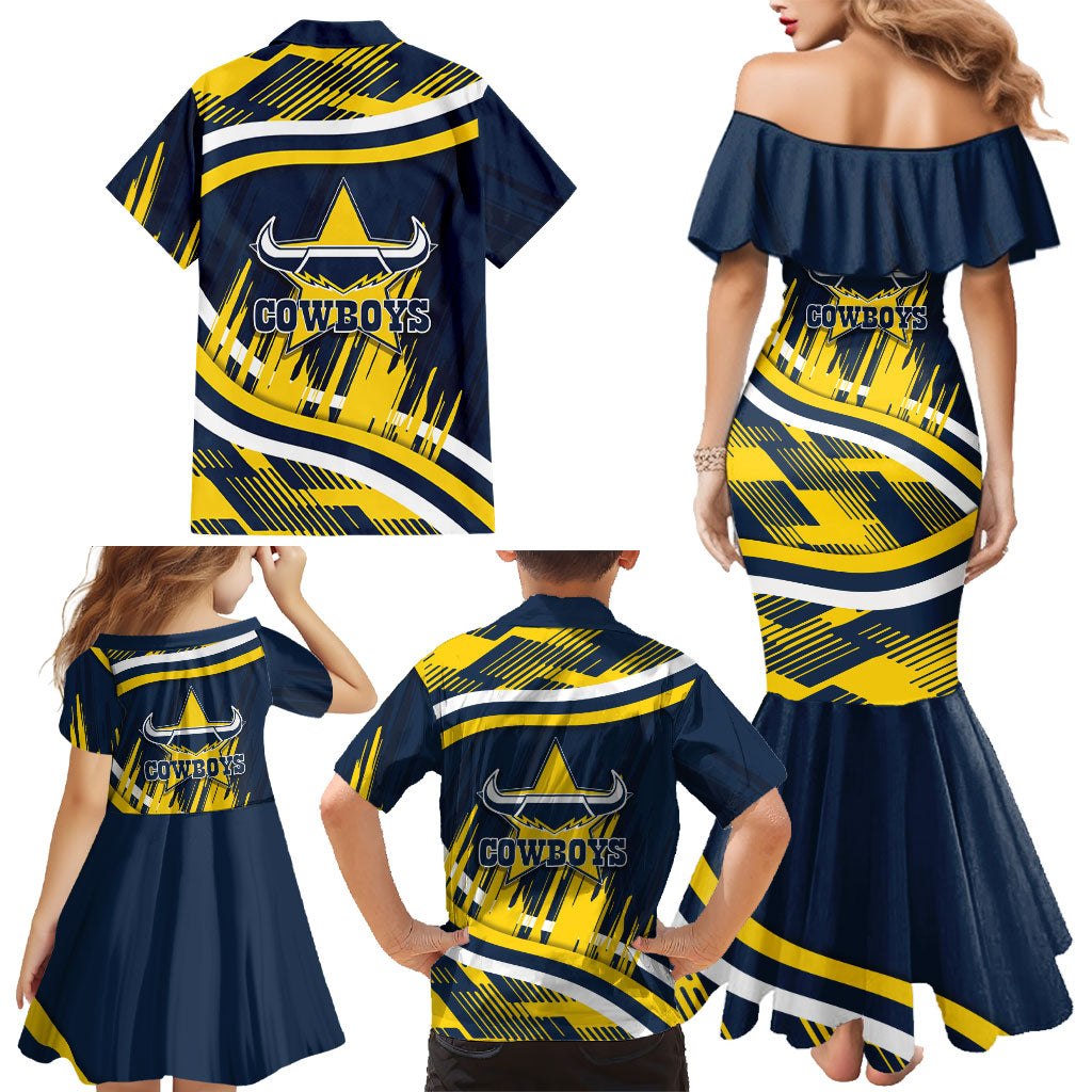 Cowboys Rugby Mascot Family Matching Mermaid Dress and Hawaiian Shirt Fierce Athlete Graphic in Sports Style
