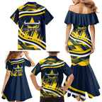 Cowboys Rugby Mascot Family Matching Mermaid Dress and Hawaiian Shirt Fierce Athlete Graphic in Sports Style