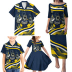 Cowboys Rugby Mascot Family Matching Puletasi and Hawaiian Shirt Fierce Athlete Graphic in Sports Style