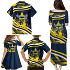 Cowboys Rugby Mascot Family Matching Puletasi and Hawaiian Shirt Fierce Athlete Graphic in Sports Style