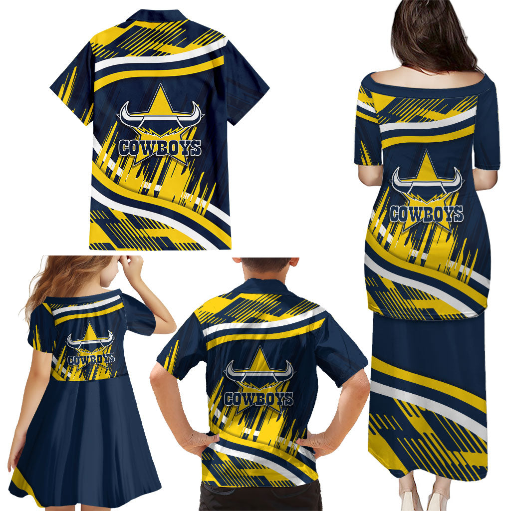 Cowboys Rugby Mascot Family Matching Puletasi and Hawaiian Shirt Fierce Athlete Graphic in Sports Style