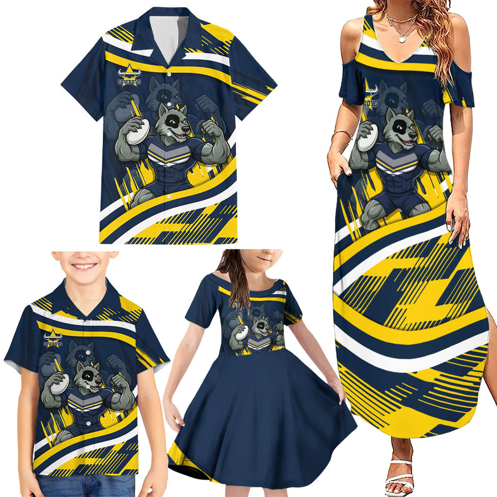 Cowboys Rugby Mascot Family Matching Summer Maxi Dress and Hawaiian Shirt Fierce Athlete Graphic in Sports Style
